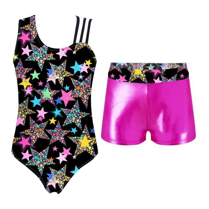 HUAANIUE Filles Enfants Justaucorps Gymnastique Leotards Costume de