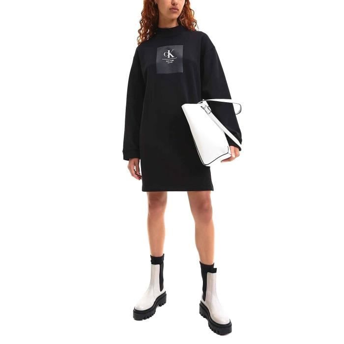 Robe Calvin Klein Woven Label pour Femme Noire Noir Cdiscount Prêtà