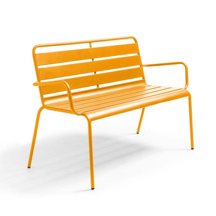 Banc de jardin en métal jaune Palavas Oviala