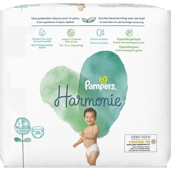 PAMPERS Harmonie Taille 4+ - 26 Couches - Cdiscount Puériculture & Eveil  bébé