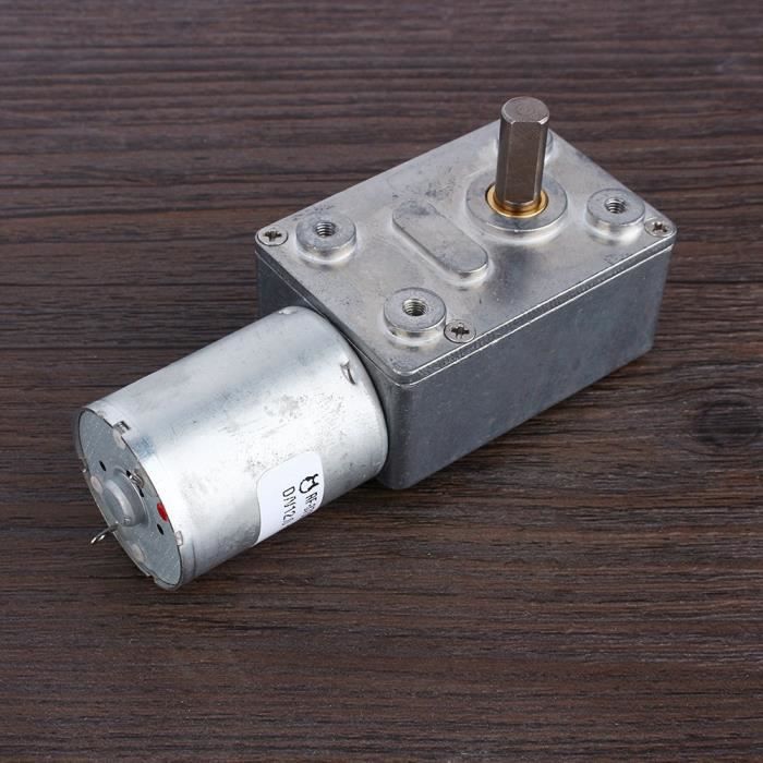 Moteur à Engrenages CC 12V 50 RPM - Couple élevé, Réducteur à Vis Sans Fin, Résistant Aux Chocs - Pour Machines à Rideaux, Automatismes, Projets DIY