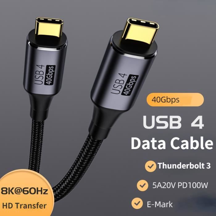 Cable usb A vers usb C 3.2 gen2 vitesse maxi 10Gbps charge jusqu'à 60W  20V/3A