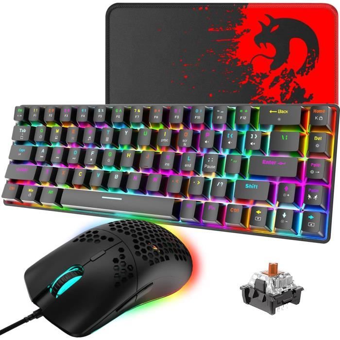 Pack Gamer : Clavier Mécanique Dierya 60% + Souris Logitech G502 Filaire Noir