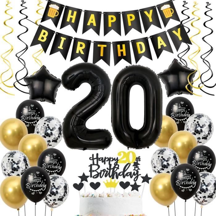 Kit Décoration Anniversaire 20 Ans Rouge - Ballons, Bannières, Ornements Pour Fête Femme Et Homme