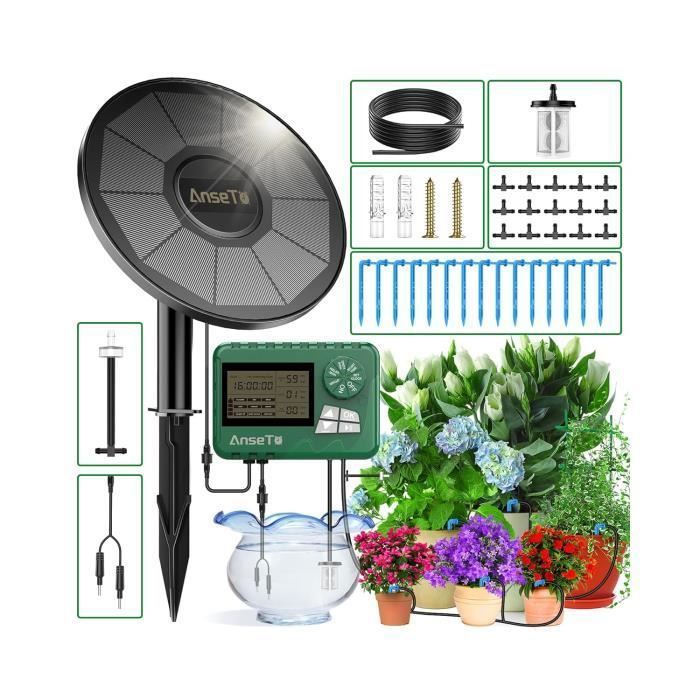Système D'arrosage Automatique Solaire Goutte à Goutte - 15 Goutteurs Réglables, Programmateur, Pour Plantes En Pot Et Jardin