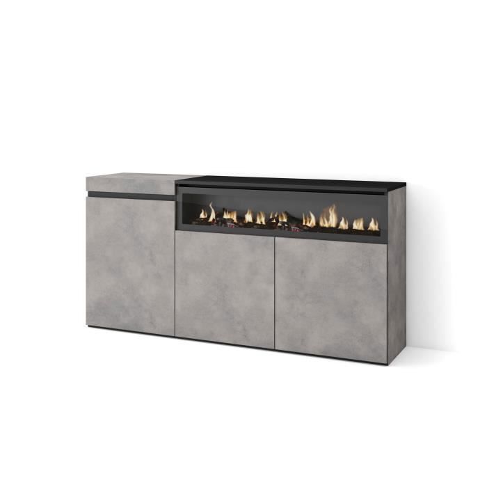 Buffet Bahut Enfilade 150x35x75cm Meuble de Séjour 1feu électrique Gris Ciment RF2498 Buffet Bahut Enfilade 150x35x75cm Meuble de Séjour 1feu électrique Gris Ciment RF2498