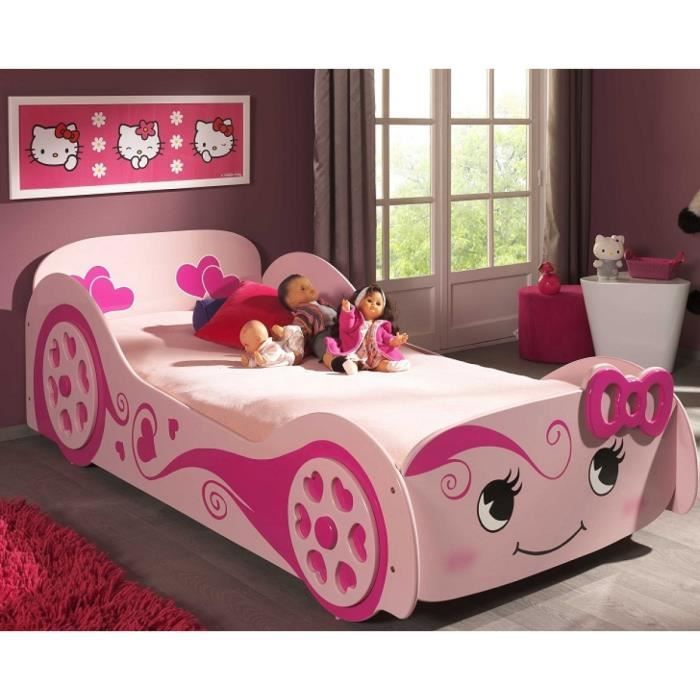 vipack - fun lit voiture enfant "love" rose