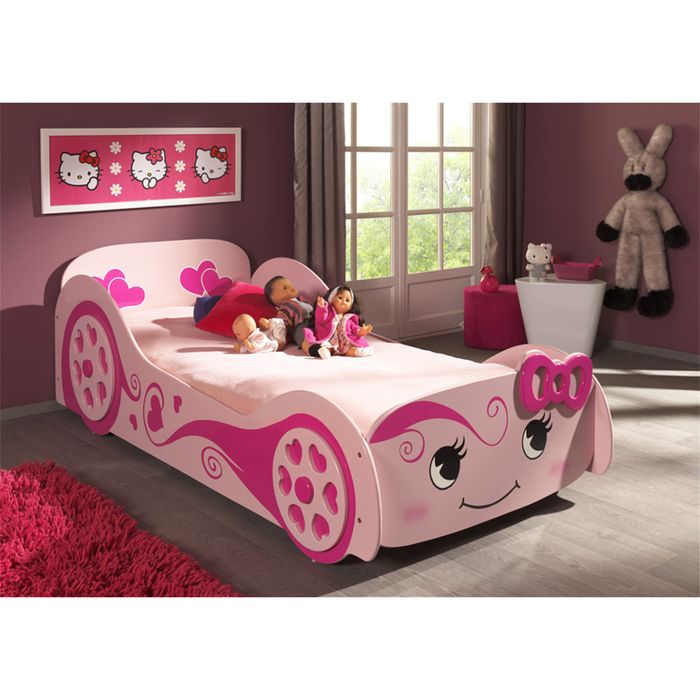 Lit enfant - Vipack - FUN Lit voiture love rose - 90x200 - 1 place - Barrières de sécurité Lit enfant - Vipack - FUN Lit voiture love rose - 90x200 - 1 place - Barrières de sécurité