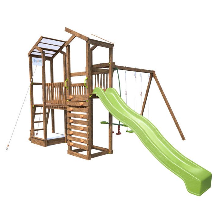 Aire de jeux pour enfant 2 tours avec portique et mur d'escalade - SOULET - FUNNY Big Climbing