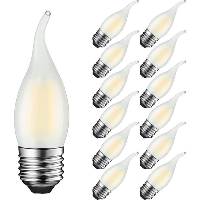 MAYCOLOR Ampoule LED Bougie E27 4W Equivalent 40W 400LM, Blanc Froid 6500K,  Ampoule Flamme LED E27 pour Lustres, Lustres en Cris108 - Cdiscount Maison