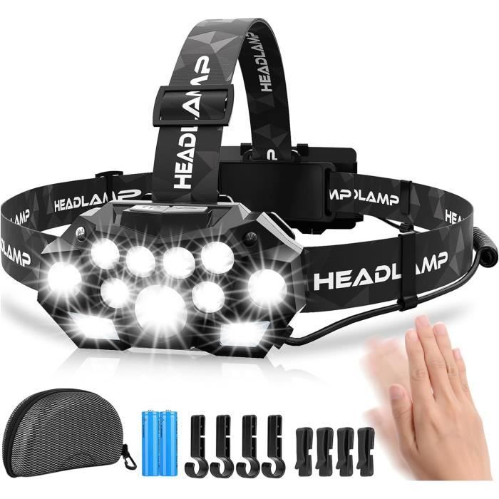 Lampe Frontale Puissante Rechargeable - 11 LEDs - Noir - Modèle STH11