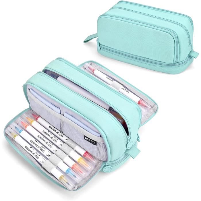 Trousse D'écolier Grande Capacité Avec Accessoires - Motif Football, 3 Compartiments - Idéale Pour Enfants