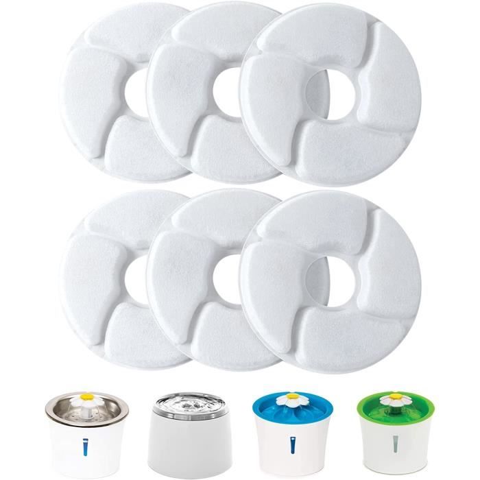 Lot de 6 filtres pour fontaine à chat - Avec filtre rond en acier inoxydable de 2 l - Accessoire pour fontaine automatique pour animaux de compagnie Lot de 6 filtres pour fontaine à chat - Avec filtre rond en acier inoxydable de 2 l - Accessoire pour fontaine automatique pour animaux de compagnie