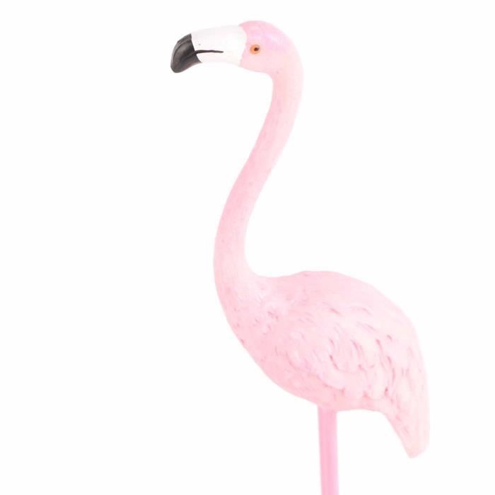 Décoration Jardin Flamant Rose En Aluminium - Plaque Métal Blanc 49,5 Cm, Décor Extérieur Réaliste