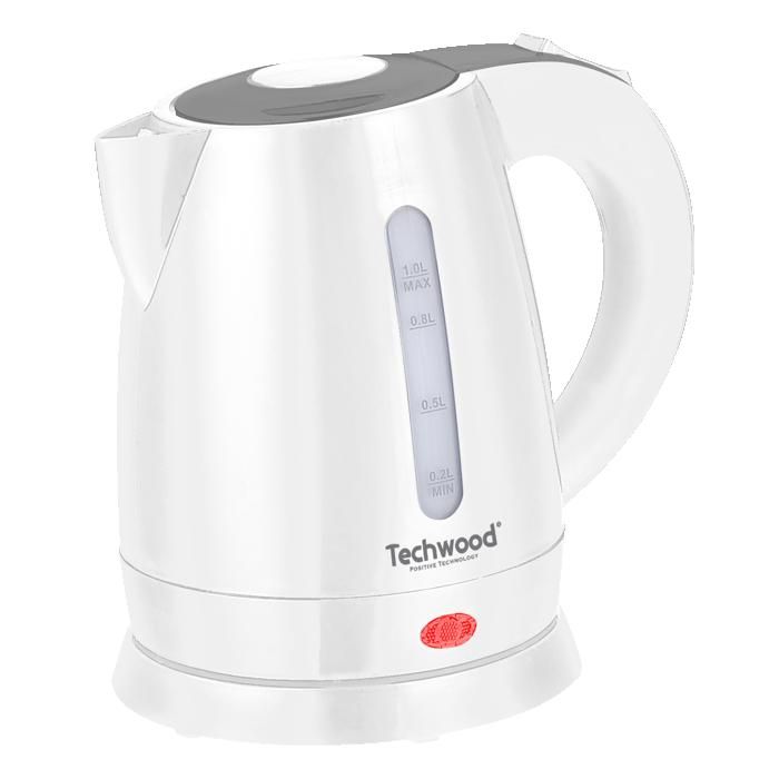 Techwood Bouilloire Electrique TB-1023 Capacité 1L - 1600W Arrêt de sécurité en cas de surchauffe Indicateur niveau d'eau