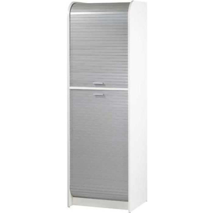 colonne de cuisine haute à rideaux blanc/aluminium - gunjo - l 58 x l 47 x h 181 cm