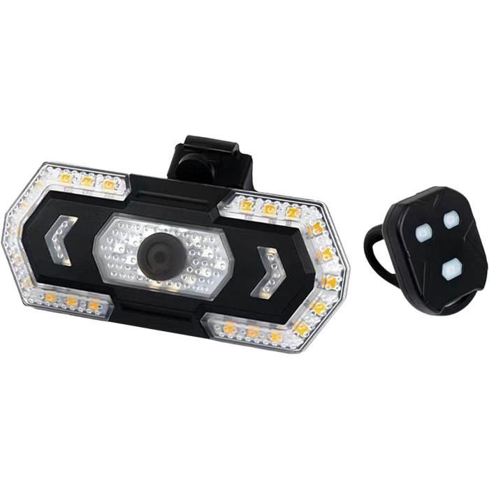Feu Arrière Clignotant LED Pour Vélo - Sans Fil, Télécommande, Recharge USB, Jaune