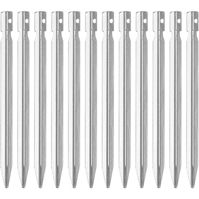 Sardines Fixation Sol 12 Piquets De Tente En Alliage Aluminium - 18 Cm Avec Crochets En J, Pour Camping, Jardin Et Bâches équipement Camping Randonnée