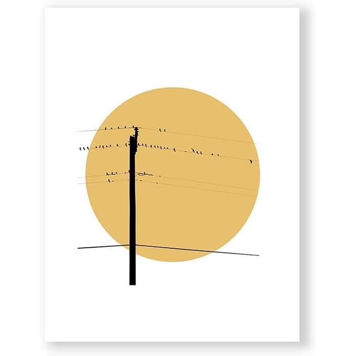 MILUKA Affiches Décoratives Pour Encadrer En Tableau | Oiseaux, Style Nordique Relaxant | Birds AT Sunset | Waiting Until Night | Plusieurs Tailles (50 X 70 Cm