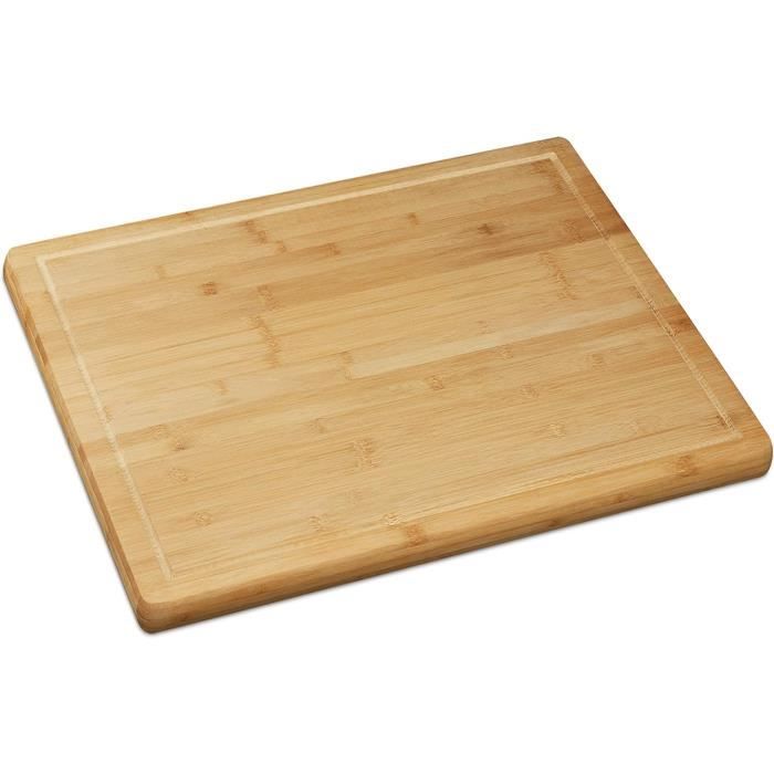 Planche à Découper Bambou Relaxdays - Avec Rigole à Jus, 56,5x50cm, Antibactérienne