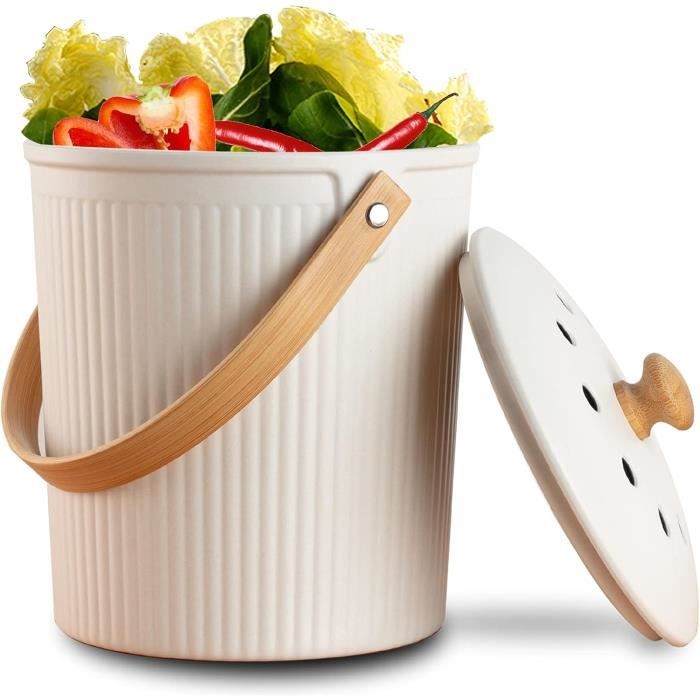 Petit Bac à Compost de Cuisine 3L Poubelle de Cuisine Conteneur de Comptoir Ménager avec Couvercle pour Composteur D'ordures (a
