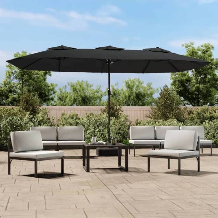 VidaXL Parasol à double tête noir 449x245 cm 362951
