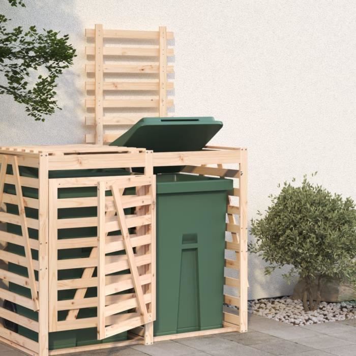 Extension dabri pour poubelle sur roulettes bois massif pin