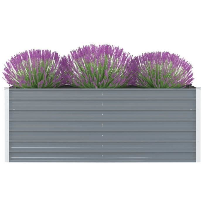 Jardinière - VIDAXL - 160 x 80 x 45 cm - Acier galvanisé - Gris