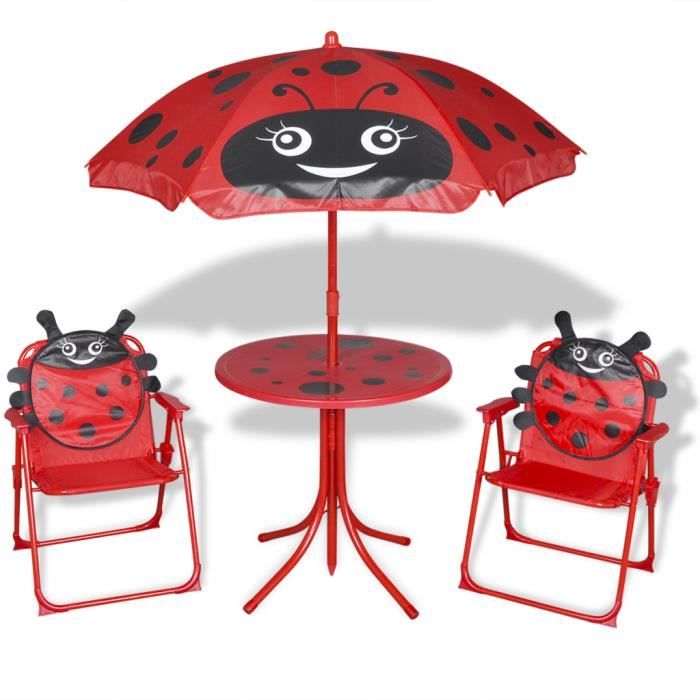 VidaXL Jeu de bistro avec parasol pour enfants 3 pcs Rouge