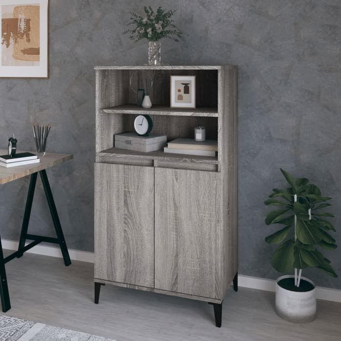 821234 vidaXL Buffet haut Sonoma gris 60x36x110 cm Bois dingénierie