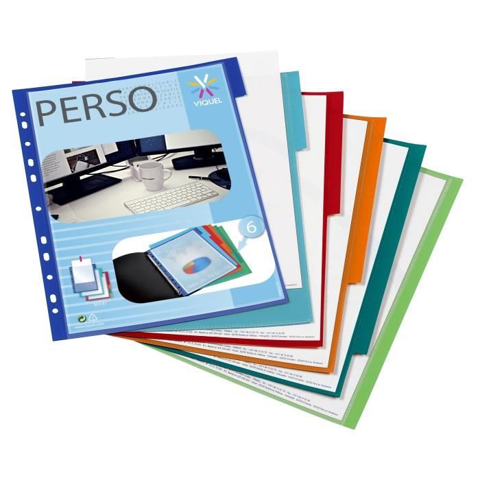 6 Intercalaires Plastique Viquel Format Maxi A4 - 24.5x30.5cm, Polypropylène Translucide