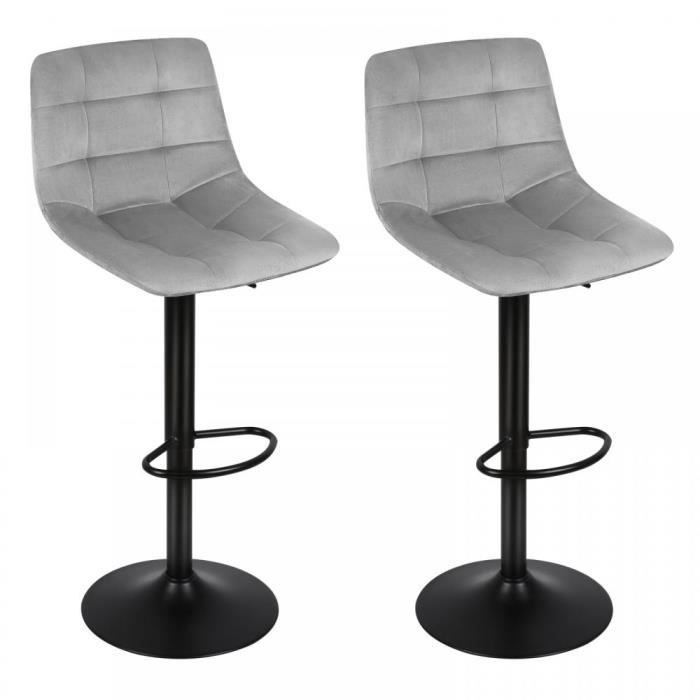 Tabourets de Bar Lot de 2 XUANYU Pivotant à 360° 45*45*(90-110)cm Gris