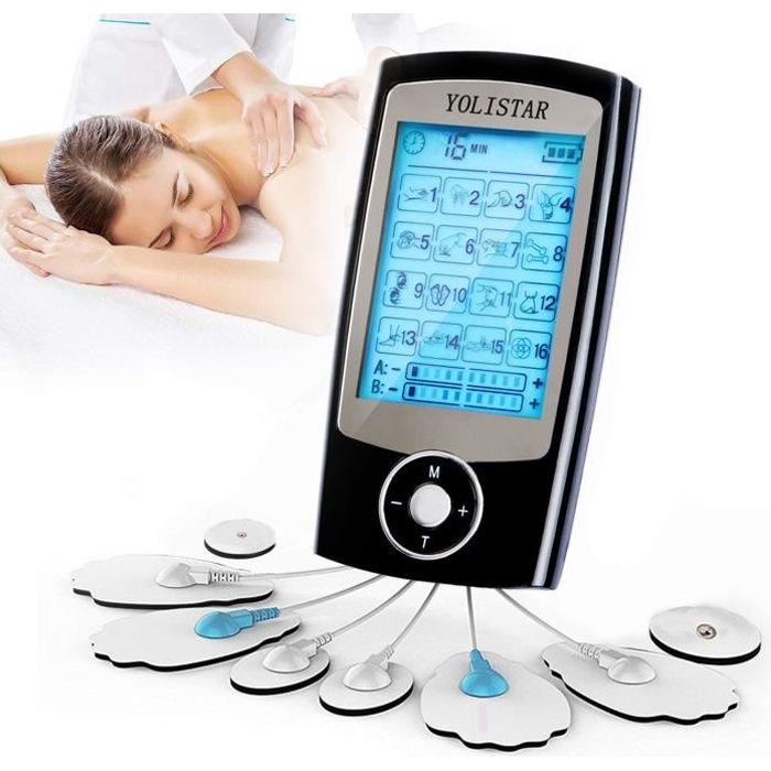 Électrostimulateur tens Anti-Douleur et électrostimulation Musculaire EMS - 16 programmes de Massage + 8 électrodes Rechargeable )