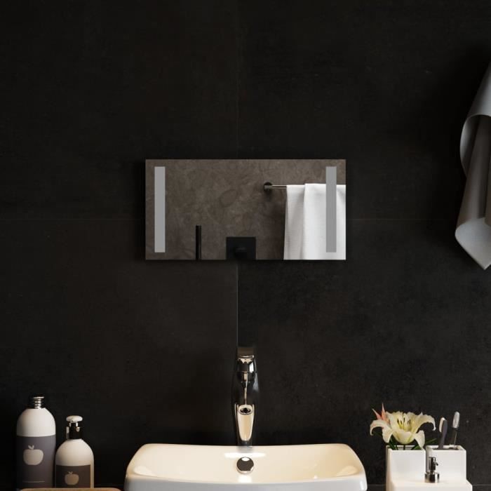 Miroir De Salle De Bain LED VidaXL - 40x20 Cm - Idéal Maquillage Et Coiffure - Design Moderne
