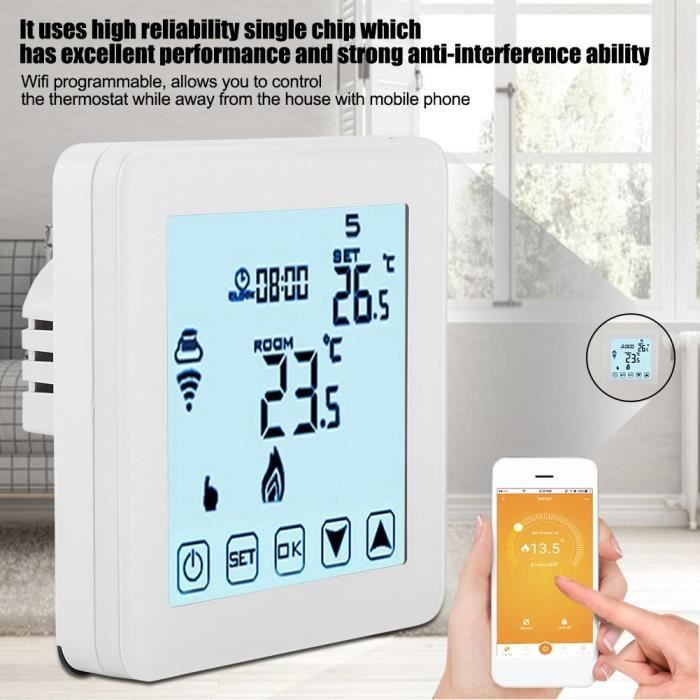 Thermostat d'ambiance numérique thermostat intelligent chauffage Contrôleur  de température thermostat WiFi LCD program sans fil - Cdiscount Bricolage