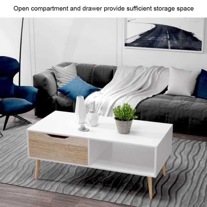 LAM Table basse Table de salon Table basse TV avec 1 tiroir et 1