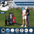 COSTWAY Organiseur de Rangement pour Sac de Golf/ Clubs Roulettes Universelles,Panier de Rangemen,3 Etagères, 4 Crochets Mobiles-1