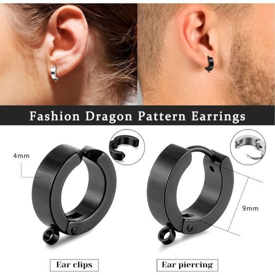 Lot De 12 Boucles D'Oreilles Magnétiques Pour Homme - Acier Inox 316L, Zircone - Sans Perçage, Design Varié
