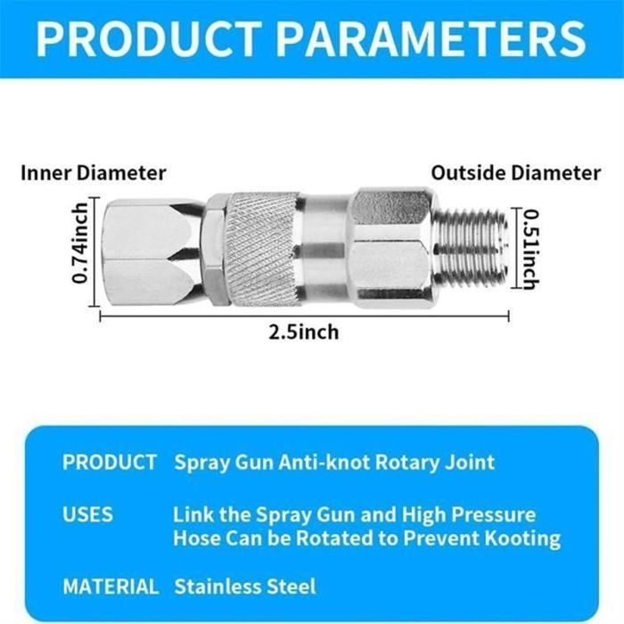 Pistolet à Peinture Pneumatique Avec Régulateur De Pression 1/4 Pouce – 0 à 140 PSI
