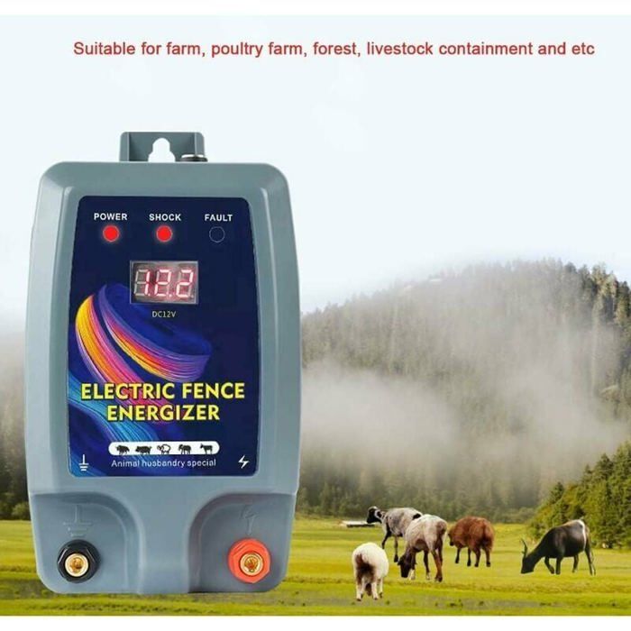 Électrificateur De Clôture 12V - Portée 5 Km - Avec Affichage LED - Pour Chiens, Chevaux, Bovins, Moutons - Sécurité Animale - 4