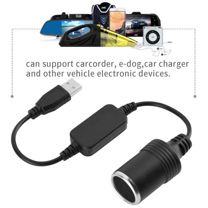 Allume-cigare voiture prise femelle convertisseur adaptateur cordon  conduite enregistreur chien électronique 5V USB à 12V _BOB - Cdiscount Auto