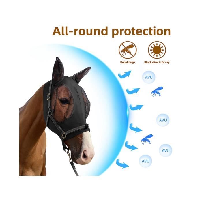Masque Anti-mouches Pour Cheval Mask-Tech – Taille Full, Motif On-Cloud Horn Anima, UV