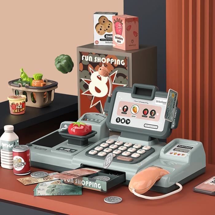 Rose - Mini caisse enregistreuse pour enfants, jouets de supermarché,  simulation de calcul alimentaire, jeu d