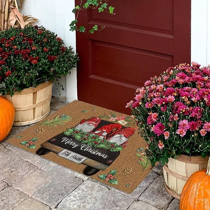 Tapis De Porte Noël Motif Nain - Lot De 2 Tailles (40x60 Cm Et 40x120 Cm), Velours, Antidérapant - 5