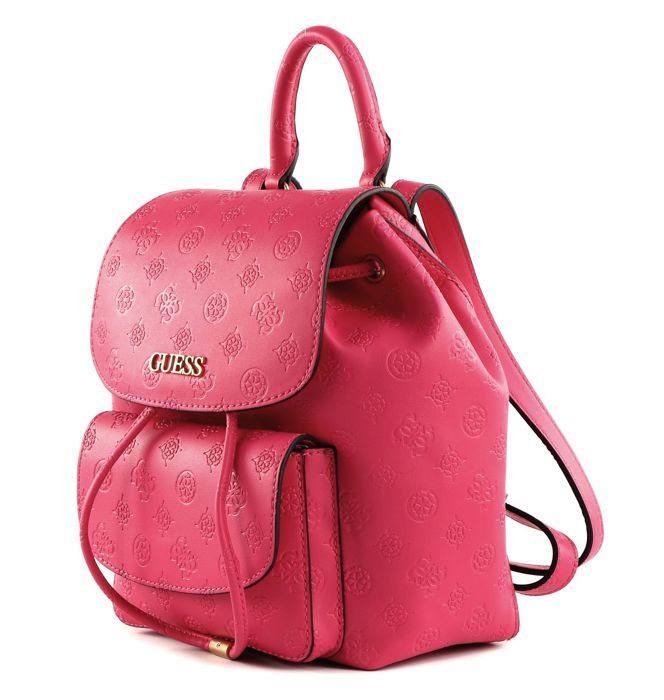 GUESS Sac à dos rose pour femme Geva Flap Backpack Magenta Logo