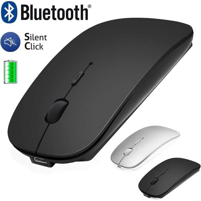Souris Laser Sans Fil Bluetooth + USB – Compatible MacBook, IPad, PC Portable – Blanc