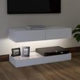 6402Better- TV Stand - Table de Salon Moderne,Meuble TV Scandinave,Meuble HI-FI avec lumières LED Blanc 90x35 cm-2