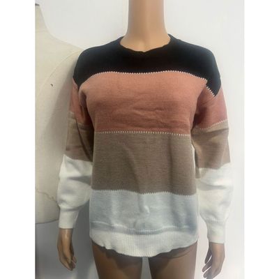 Pull Noir Tricoté Col Rond Manches Longues