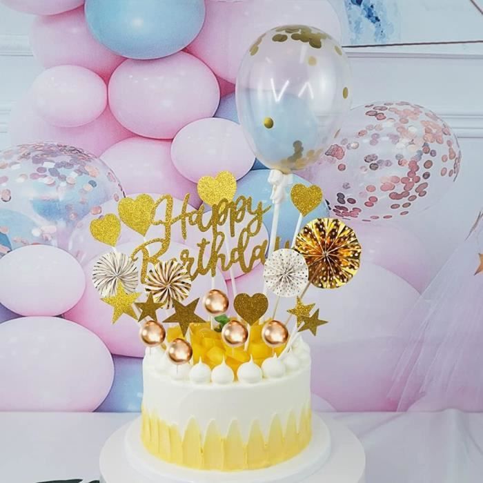 3 Décorations de Gâteau Cake Topper Joyeux Anniversaire - Jour de Fête -  Accessoires pour pâtisserie - Décoration