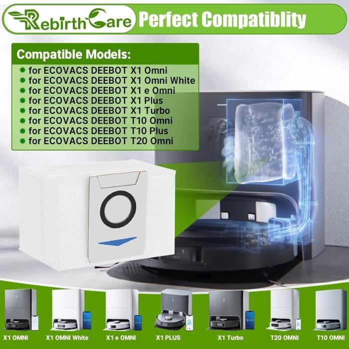 Lot De 12 Sacs à Poussière Pour Ecovacs Deebot X1/T20 - Compatible Aspirateur Robot